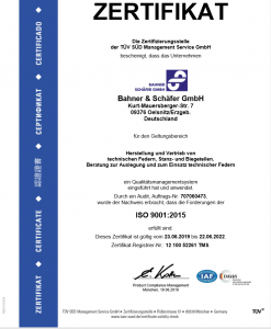 Zertifizierung nach TÜV DIN ISO 9001:2015